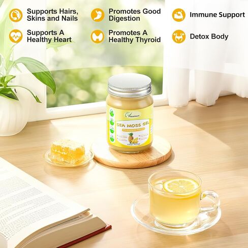 15 أوقية البحر الطحلب جل الأيرلندي البرية هلام Seamoss Seamoss ، ودعم المعادن فيتامينات Superfood Superfood ، ونكهة الأناناس in Saudi Arabia