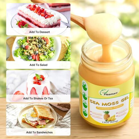 15 أوقية البحر الطحلب جل الأيرلندي البرية هلام Seamoss Seamoss ، ودعم المعادن فيتامينات Superfood Superfood ، ونكهة الأناناس in Saudi Arabia
