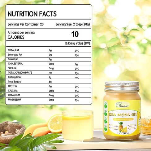 15 أوقية البحر الطحلب جل الأيرلندي البرية هلام Seamoss Seamoss ، ودعم المعادن فيتامينات Superfood Superfood ، ونكهة الأناناس in Saudi Arabia