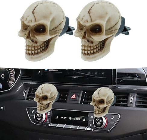 Skull Car Air Fresheners Cute Cool Funny Air Conditioning Vent Perfume Diffuser Decoration Interior Car Accessories 2 pcs in Kuwait