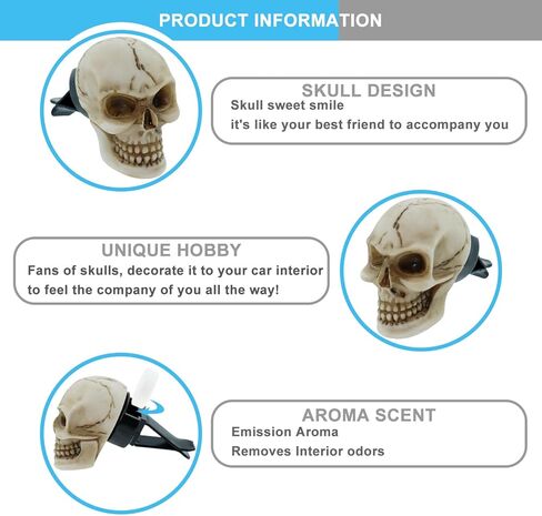 Skull Car Air Fresheners Cute Cool Funny Air Conditioning Vent Perfume Diffuser Decoration Interior Car Accessories 2 pcs in Kuwait