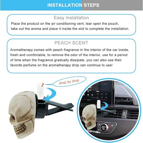 Skull Car Air Fresheners Cute Cool Funny Air Conditioning Vent Perfume Diffuser Decoration Interior Car Accessories 2 pcs in Kuwait