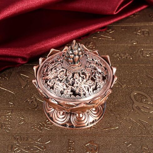 Bisense Burner ، Lotus Cone Holder Vintage Metal Stick Croper Decoration الزنك زنك الفحم زخرفة للعلاج الروحي الروحية المكتب الداخلي لليوغا التأمل الهدايا in Saudi Arabia