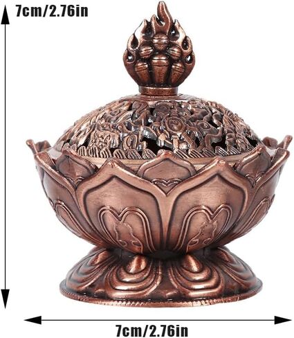 Bisense Burner ، Lotus Cone Holder Vintage Metal Stick Croper Decoration الزنك زنك الفحم زخرفة للعلاج الروحي الروحية المكتب الداخلي لليوغا التأمل الهدايا in Saudi Arabia