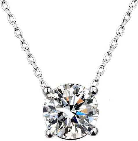 1 Carat Diamond Necklace For Women, 14K White Gold Round Cut Real Natural Diamond Pendant, Valentine's Day Gift For Her, GIA Certified, 16-18 Inch Adjustable Chain in Saudi Arabia