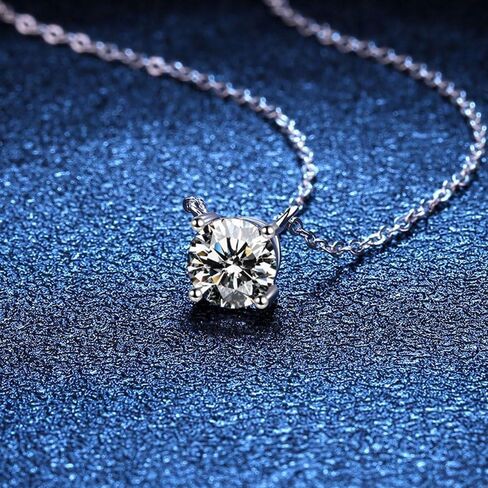 1 Carat Diamond Necklace For Women, 14K White Gold Round Cut Real Natural Diamond Pendant, Valentine's Day Gift For Her, GIA Certified, 16-18 Inch Adjustable Chain in Saudi Arabia