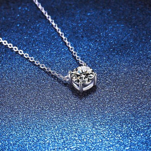 1 Carat Diamond Necklace For Women, 14K White Gold Round Cut Real Natural Diamond Pendant, Valentine's Day Gift For Her, GIA Certified, 16-18 Inch Adjustable Chain in Saudi Arabia