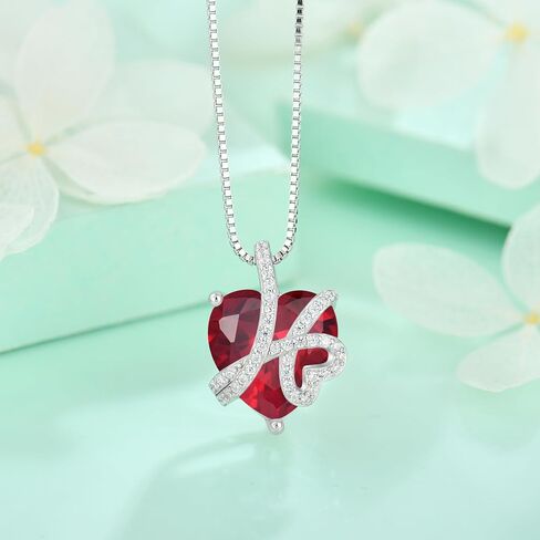 STARCHENIE Love Heart Pendant Necklace 925 Sterling Silver Birthstone Jewelry for Women in Saudi Arabia
