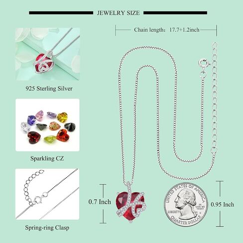 STARCHENIE Love Heart Pendant Necklace 925 Sterling Silver Birthstone Jewelry for Women in Saudi Arabia