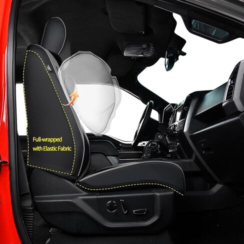 أغطية مقعد Silverado Sierra ، Napa Leather ، لعام 2019-2025 Chevy Silverado GMC Sierra 1500 و 2020-2025 2500HD 3500HD CREW CAB (الزوج الأمامي ، الأسود 2PCS) in Kuwait