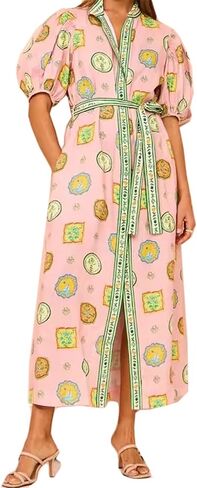 Qikaka Women's Half Puff Sleeve Label Button Bodycon Sexy ملهى ليلي in Kuwait