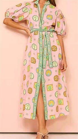 Qikaka Women's Half Puff Sleeve Label Button Bodycon Sexy ملهى ليلي in Kuwait