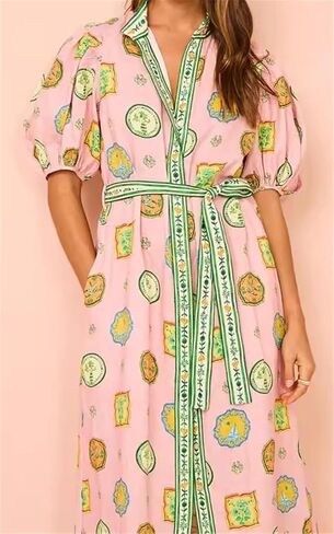 Qikaka Women's Half Puff Sleeve Label Button Bodycon Sexy ملهى ليلي in Kuwait