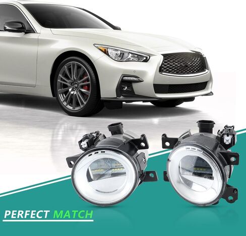 AUTOKAY New Front LED Fog Lights Lamps Pair Fits for Infiniti Q50 Q60 2018 2019 2020 2021 2022 in Saudi Arabia