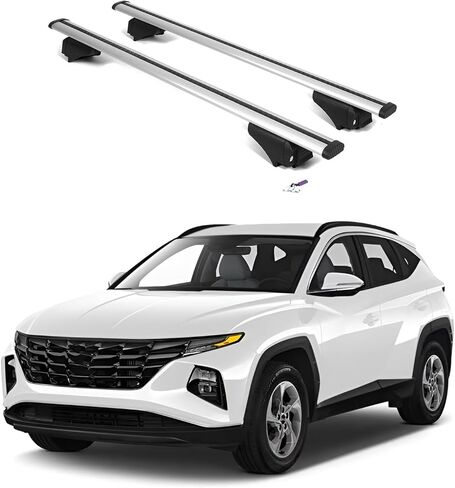 ERKUL Roof Rack Cross Bars for Hyundai Tucson 2010-2015 | Aluminum Crossbars with Anti Theft Lock for Rooftop | Compatible with Raised Rails - Black in Kuwait