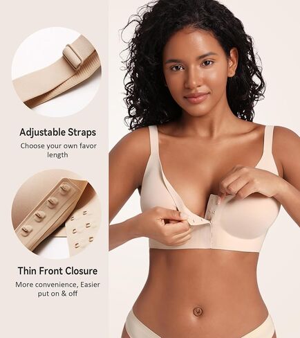 HACI Seamless Front Closure Posture Bra for Women,Wireless Smooth X-Back Support Bra in Kuwait