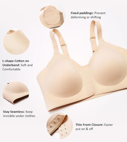 HACI Seamless Front Closure Posture Bra for Women,Wireless Smooth X-Back Support Bra in Kuwait