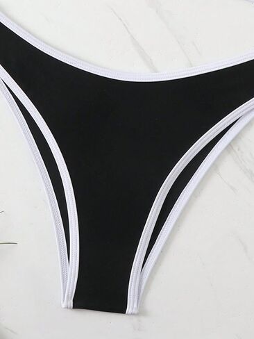 SKAYS Women's Colorblock Bikini Ring Hollow Spaghetti Straps Sexy Triangle Two-Piece Swimsuit in Saudi Arabia