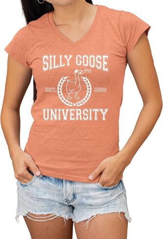 Go All Out Silly Goose University Funny Novelty Gift Idea Women V Neck T-Shirt in Kuwait