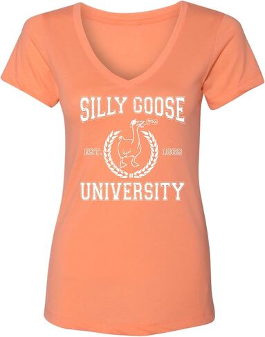 Go All Out Silly Goose University Funny Novelty Gift Idea Women V Neck T-Shirt in Kuwait