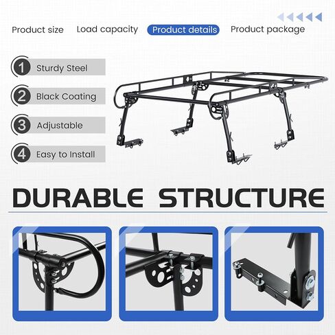 KUAFU Adjustable Truck Ladder Rack 1000lbs Weight Capacity 55-1/8"(W) x 139-5/8"(L) x 32-1/4"(H) Heavy Duty Steel Lumber Utility Kayak Rack-(2 Package) in Saudi Arabia