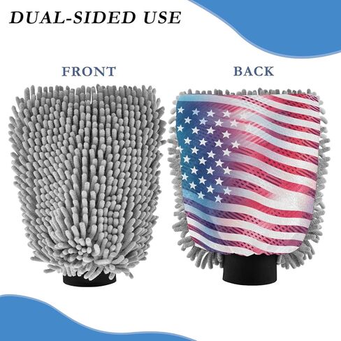 Absorbent Microfiber Car Wash Drying Mitts, 2 Pack, Scratch-Free & Lint-Free, Rich Foam, Highly Absorbent, Double Sided, Wash Mitt Perfect for Car Washing, L, American Flag of The 1980s in Saudi Arabia