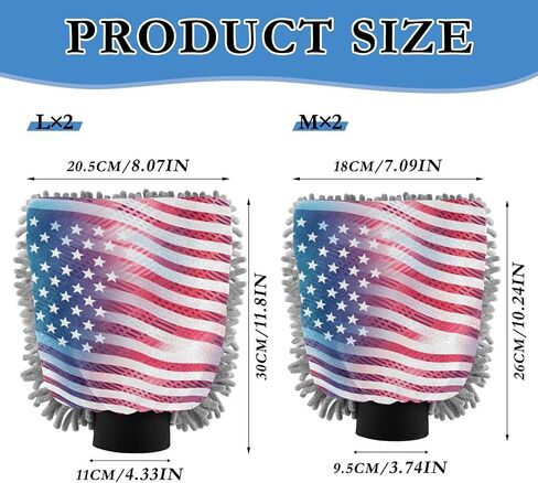 Absorbent Microfiber Car Wash Drying Mitts, 2 Pack, Scratch-Free & Lint-Free, Rich Foam, Highly Absorbent, Double Sided, Wash Mitt Perfect for Car Washing, L, American Flag of The 1980s in Saudi Arabia