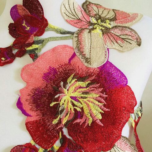 1pcs Beautiful Flower Large Water Soluble Embroideried Fabric National Trend Applique Patch Sew Clothes Accessories (Gray E) in Kuwait