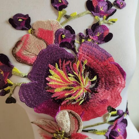 1pcs Beautiful Flower Large Water Soluble Embroideried Fabric National Trend Applique Patch Sew Clothes Accessories (Gray E) in Kuwait