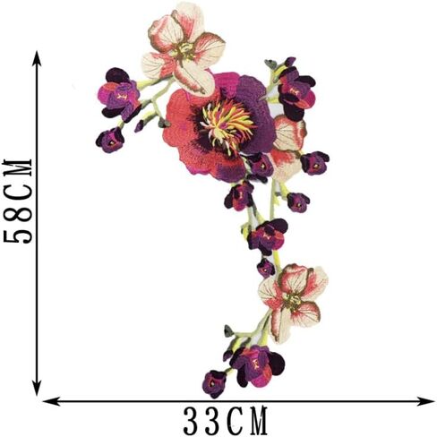 1pcs Beautiful Flower Large Water Soluble Embroideried Fabric National Trend Applique Patch Sew Clothes Accessories (Gray E) in Kuwait