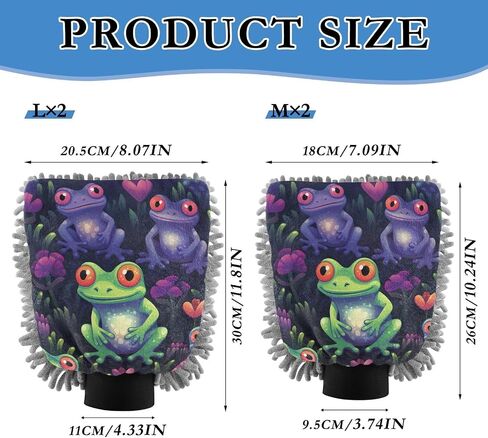 Absorbent Microfiber Car Wash Drying Mitts, 2 Pack, Scratch-Free & Lint-Free, Rich Foam, Highly Absorbent, Double Sided, Wash Mitt Perfect for Car Washing, M, Heart Flowers Frog (1) in Saudi Arabia