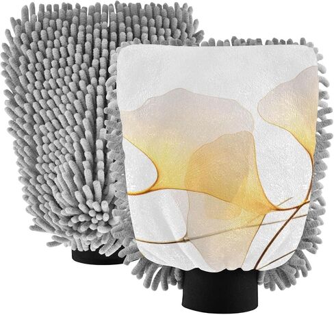 Absorbent Microfiber Car Wash Drying Mitts, 2 Pack, Scratch-Free & Lint-Free, Rich Foam, Highly Absorbent, Double Sided, Wash Mitt Perfect for Car Washing, L, Flower (32) in Saudi Arabia