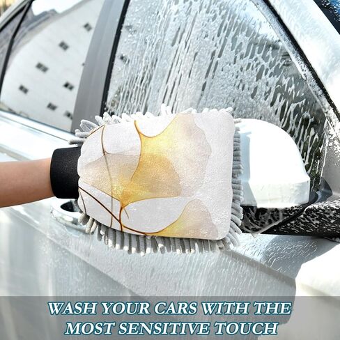 Absorbent Microfiber Car Wash Drying Mitts, 2 Pack, Scratch-Free & Lint-Free, Rich Foam, Highly Absorbent, Double Sided, Wash Mitt Perfect for Car Washing, L, Flower (32) in Saudi Arabia