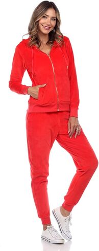 white mark Women's 2-Piece Velour Tracksuit Jogger Outfit Activewear Set in Saudi Arabia