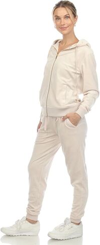 white mark Women's 2-Piece Velour Tracksuit Jogger Outfit Activewear Set in Saudi Arabia