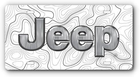 Front Vanity Plate for Jeep Vehicles - Mopar Officially Licensed - Topographical Design with Four Mounting Holes for a Universal Fit (White) in Saudi Arabia