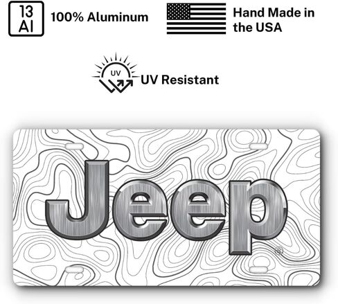Front Vanity Plate for Jeep Vehicles - Mopar Officially Licensed - Topographical Design with Four Mounting Holes for a Universal Fit (White) in Saudi Arabia