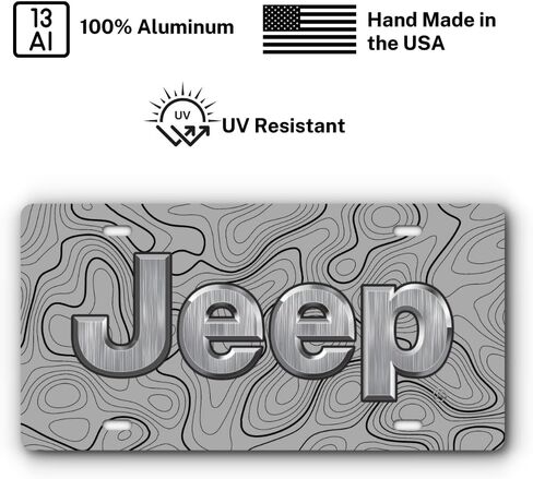 Front Vanity Plate for Jeep Vehicles - Mopar Officially Licensed - Topographical Design with Four Mounting Holes for a Universal Fit (White) in Saudi Arabia