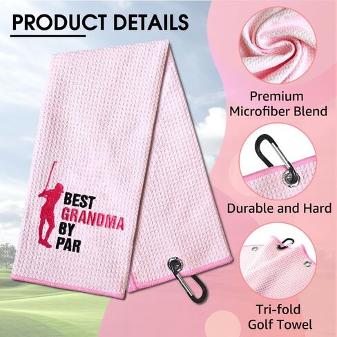 TOUNER Golfers Instructions Embroidered Golf Towels for Golf Bags with Clip, Funny Pink Golf Towel Gifts for Sister Women Neighbor Mom, Golf Accessories for Women, Thank You Christmas Birthday Gifts in Kuwait