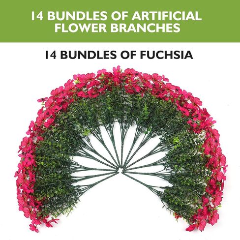 14 Bundles Artificial Grass UV Resistant for Patio Outdoors Fake Faux Silk Plants Realistic Plastic Grass Indoors Porch Window Home Decoration (14, Green Grasses) in Kuwait