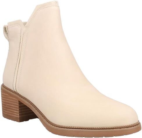 TOMS Womens Hailey Round Toe Pull On Casual Boots Ankle Low Heel 1-2" - Off White in Saudi Arabia
