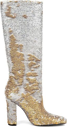 UP2step Women Fancy Square Tee الترتر اللامع ركب الركبتين الحذاء العالي الكعب العالي الحذاء للحفلة in Kuwait