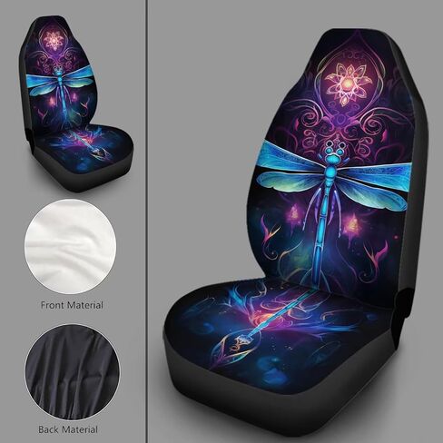 Car Seat Front Cover, 2pcs Blue Dragonfly Purple Boho Floral Pattern Thick Durable Universal Seat Covers for Car Truck Car Accessories in Kuwait