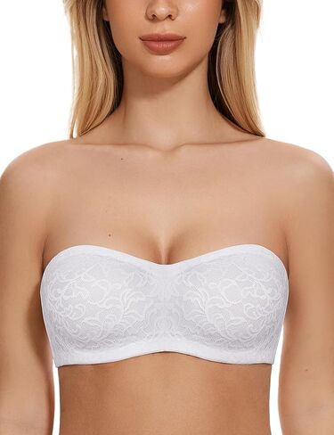 Wingslove Women's Strapless Bra Floral Lace Bandeau Unlined Underwire Minimizer Multi-Way Plus Size Support in Saudi Arabia