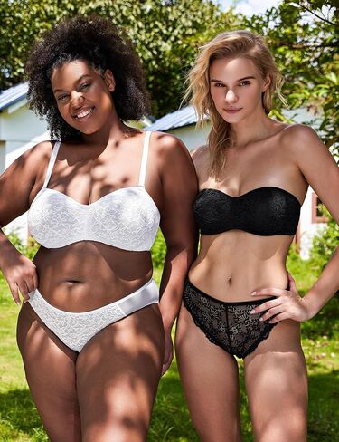Wingslove Women's Strapless Bra Floral Lace Bandeau Unlined Underwire Minimizer Multi-Way Plus Size Support in Saudi Arabia