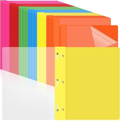 48 Pack Plastic Report Covers with 3 Prongs Presentation Folders Bulk, 100 Sheet Capacity, Clear Front Report Covers for Presentation Document Paper School Office Supplies(Colorful) in Kuwait
