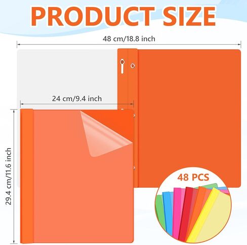 48 Pack Plastic Report Covers with 3 Prongs Presentation Folders Bulk, 100 Sheet Capacity, Clear Front Report Covers for Presentation Document Paper School Office Supplies(Colorful) in Kuwait