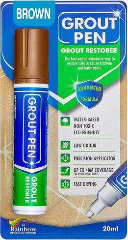 Grout Pen Brown Tile Paint Marker: Waterproof Grout Paint, Tile Grout Colorant and Sealer Pen - Brown, Narrow 5mm Tip (7mL) in Kuwait