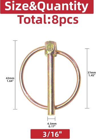 8pcs 7/16 "Lynch pin orgortment kit pins pins linch pins 3 point dinist dins for tractors tructs trucks for mowers m-128-8 pcs in Kuwait