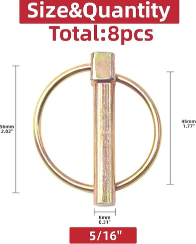 8pcs 7/16 "Lynch pin orgortment kit pins pins linch pins 3 point dinist dins for tractors tructs trucks for mowers m-128-8 pcs in Kuwait